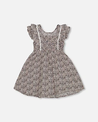 Deux Par Deux Girl's Casual Dress Printed Small White Flowers at Nordstrom