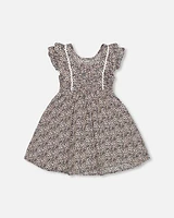 Deux Par Deux Girl's Casual Dress Printed Small White Flowers at Nordstrom