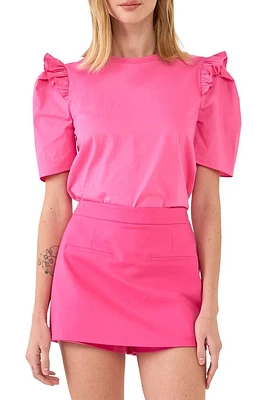 English Factory Mini Ruffle Puff Sleeve T-Shirt Hot Pink at Nordstrom,