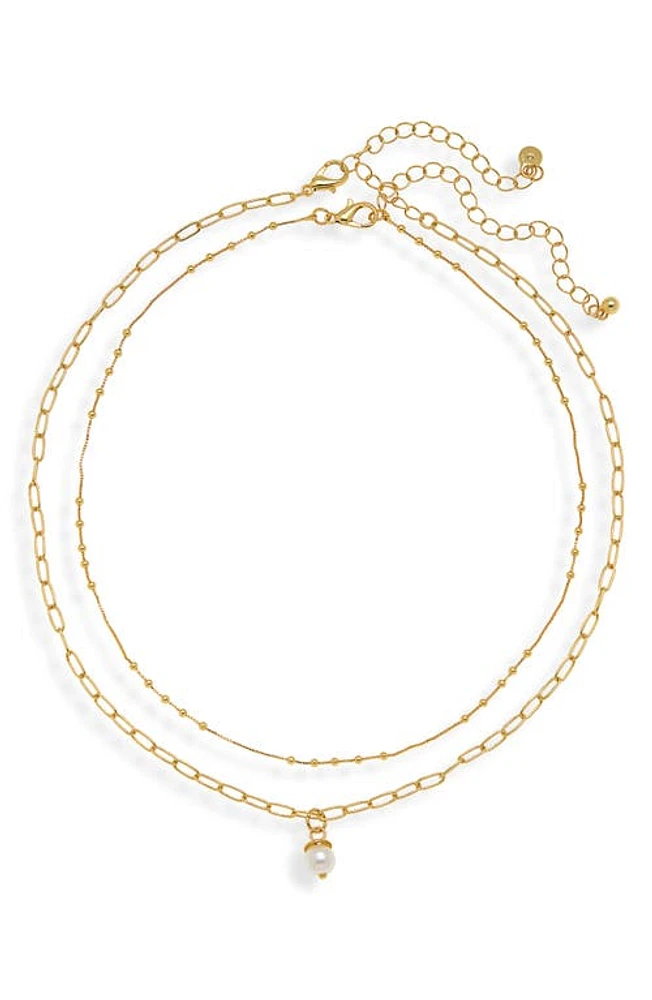 BP. Genuine Pearl Layered Necklace in 14K Gold Dipped at Nordstrom