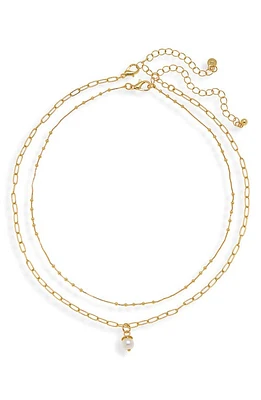 BP. Genuine Pearl Layered Necklace in 14K Gold Dipped at Nordstrom