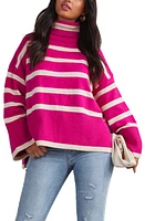 VICI Collection Evelyn Stripe Turtleneck Sweater in Hot Pink at Nordstrom, Size X-Small