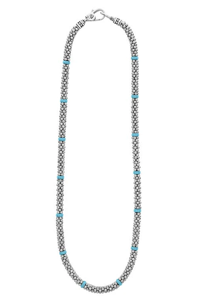 LAGOS Blue Caviar Ceramic Collar Necklace in Silver/Blue at Nordstrom, Size 16 In