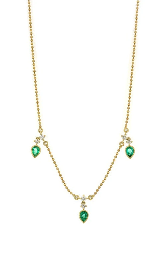 Bony Levy El Mar Emerald & Diamond Station Necklace in 18K Yellow Gold at Nordstrom