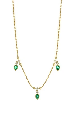 Bony Levy El Mar Emerald & Diamond Station Necklace in 18K Yellow Gold at Nordstrom