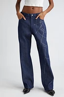 HOUSE OF AAMA Anansi Web Detail Denim Jeans Blue at Nordstrom,