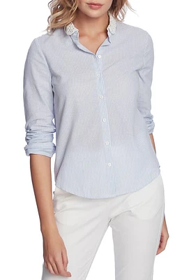 Court & Rowe Spring Stripe Lace Collar Shirt Sea Spray at Nordstrom,