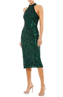 Mac Duggal Sequin Plaid Halter Neck Cocktail Dress at Nordstrom,