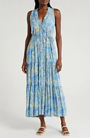 Poupette St Barth Nana Print Sleeveless Cover-Up Maxi Dress Blue Corolle at Nordstrom,