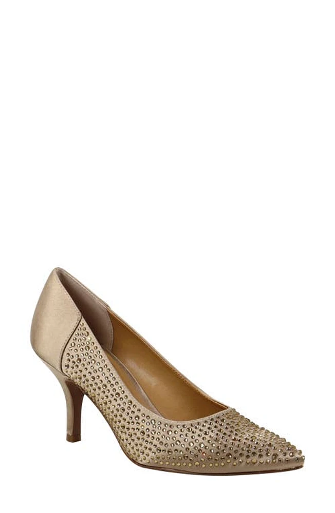 J. Reneé Rishna Crystal Embellished Pointed Toe Pump Beige at Nordstrom,