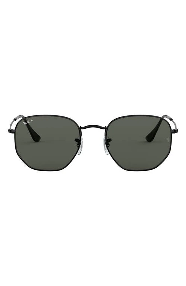 Ray-Ban 54mm Polarized Square Sunglasses in Black/Green at Nordstrom