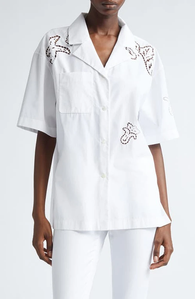 Versace Baroque Cotton Camp Shirt 1W000-Optical White at Nordstrom, Us