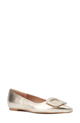 Aquatalia Jena Buckle Metallic Water Repellent Pointed Toe Flat Platino at Nordstrom,