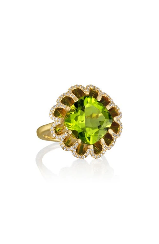 Mindi Mond Floating Peridot & Diamond Ring in Gold/Peridot/Diamond at Nordstrom, Size 7