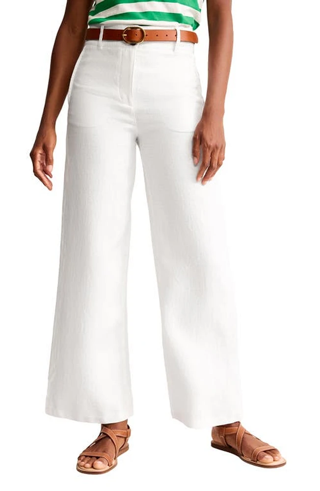 Boden Westbourne Wide Leg Linen Trousers White at Nordstrom,