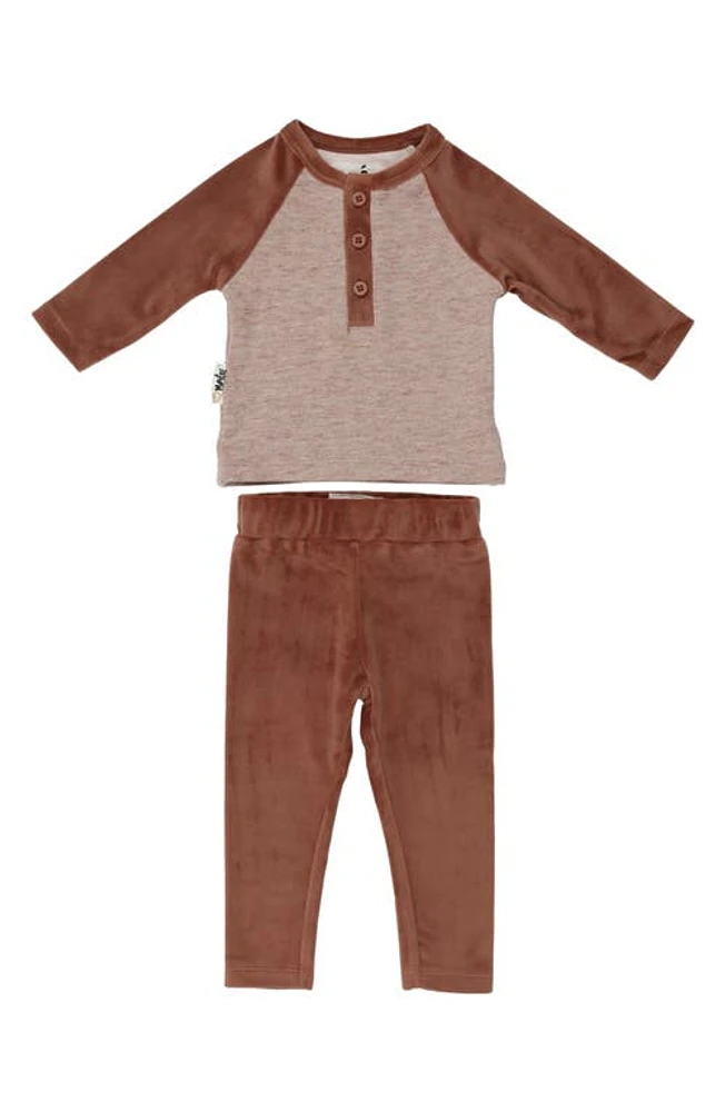 Manière Velour Henley Top & Leggings Set Taupe at Nordstrom,