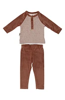 Manière Velour Henley Top & Leggings Set Taupe at Nordstrom,