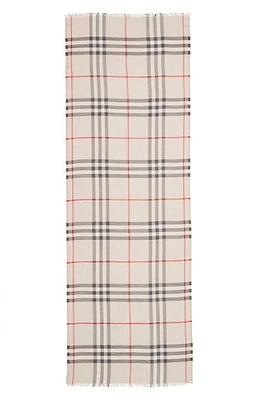 burberry Giant Check Print Wool & Silk Scarf in Stone at Nordstrom