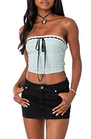 EDIKTED Poplin Bustier Top Turquoise at Nordstrom,