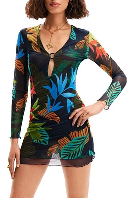 Desigual Tropical Tulle Minidress Blue Multi at Nordstrom,