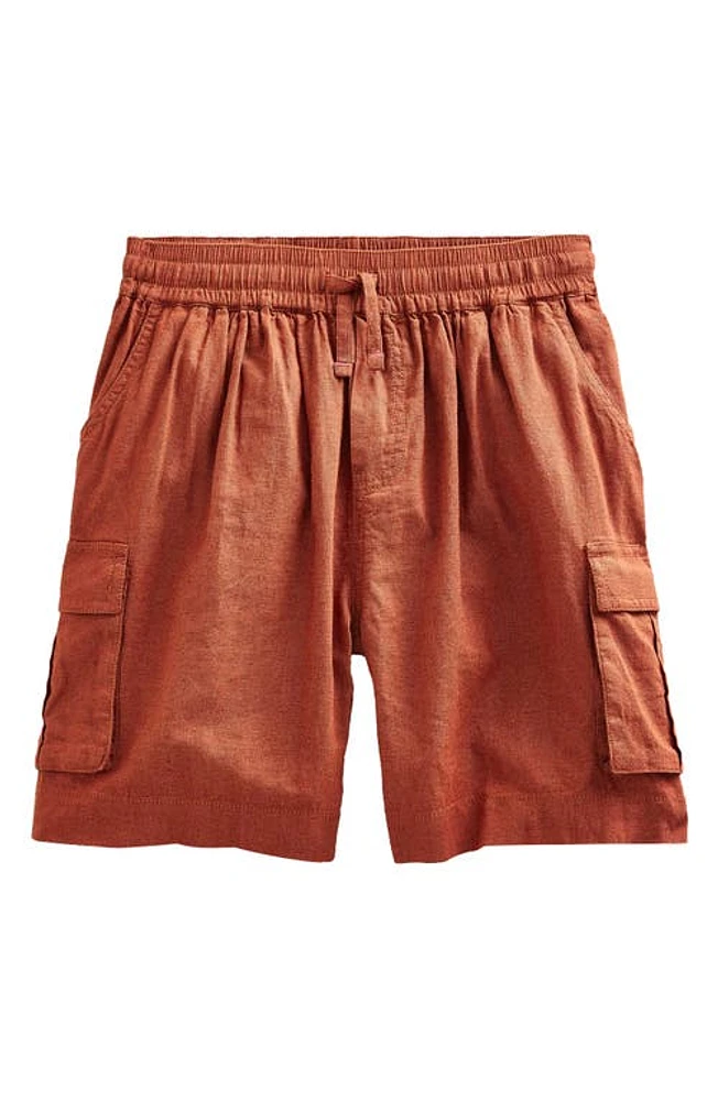 Mini Boden Kids' Linen & Cotton Cargo Shorts in Roasted Chestnut at Nordstrom, Size 6Y