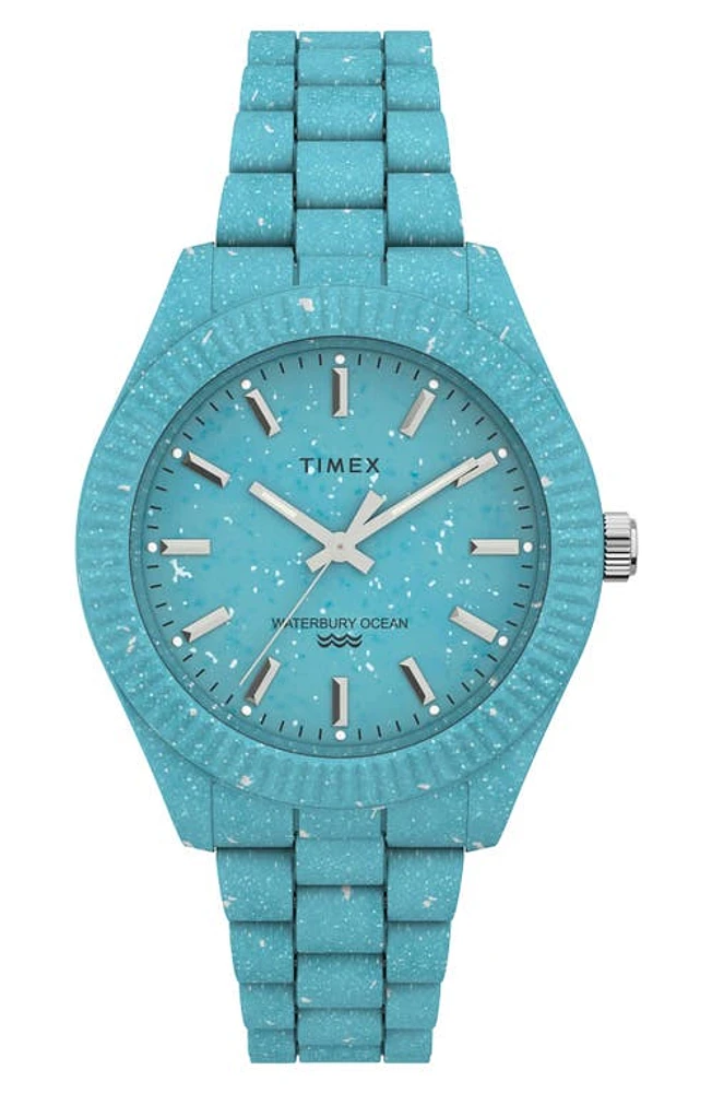 Timex Waterbury Ocean Recycled Plastic Bracelet Watch, 37mm in Blue/Blue/Blue at Nordstrom