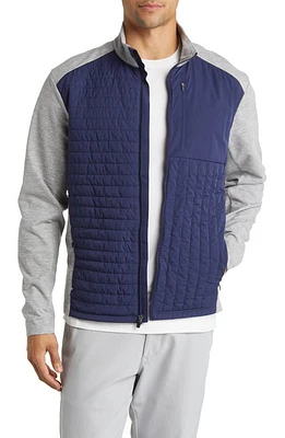 johnnie-O Brody Mixed Media Zip Jacket Navy at Nordstrom,