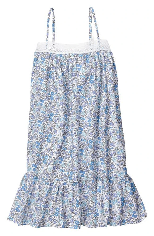 Petite Plume Kids' Fleur Dazur Lily Floral Nightgown Blue at Nordstrom,