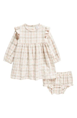 Nordstrom Ruffle Long Sleeve Dress & Bloomers Ivory Egret Floral Gingham at Nordstrom,