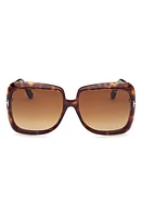 TOM FORD Lorelai 59mm Square Sunglasses in Shiny Dark Havana /Brown at Nordstrom