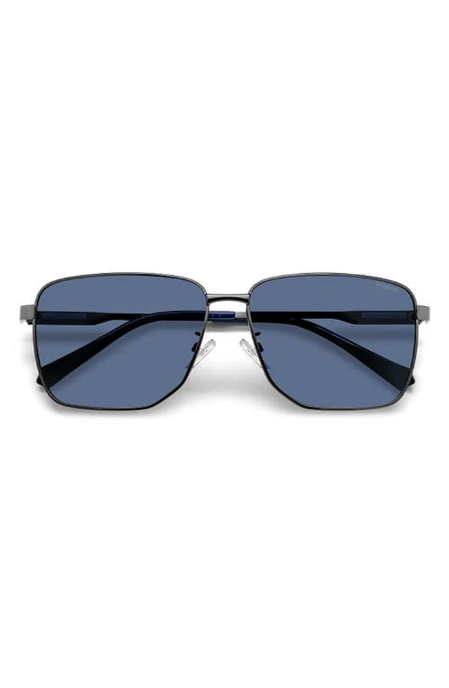 Polaroid 62mm Polarized Oversize Square Sunglasses in Matte Dark Ruth/Blue Polar at Nordstrom