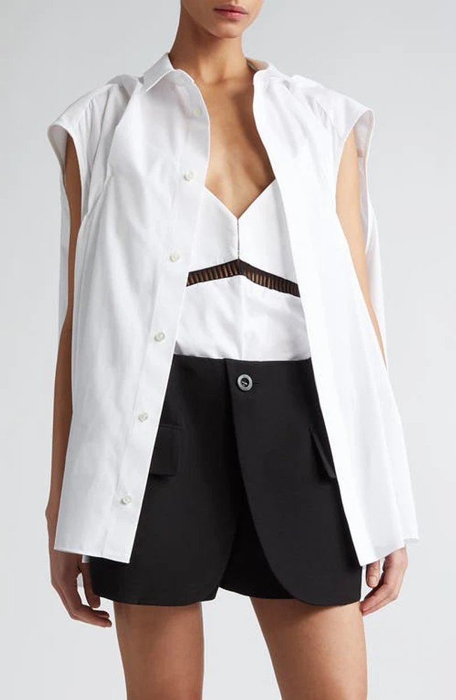 Sacai Sleeveless Poplin Shirt Off White at Nordstrom,