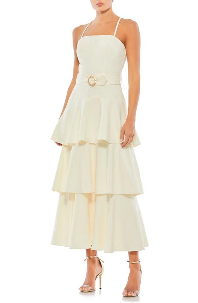 Mac Duggal Tiered Ruffle Sleeveless Cocktail Dress White at Nordstrom,