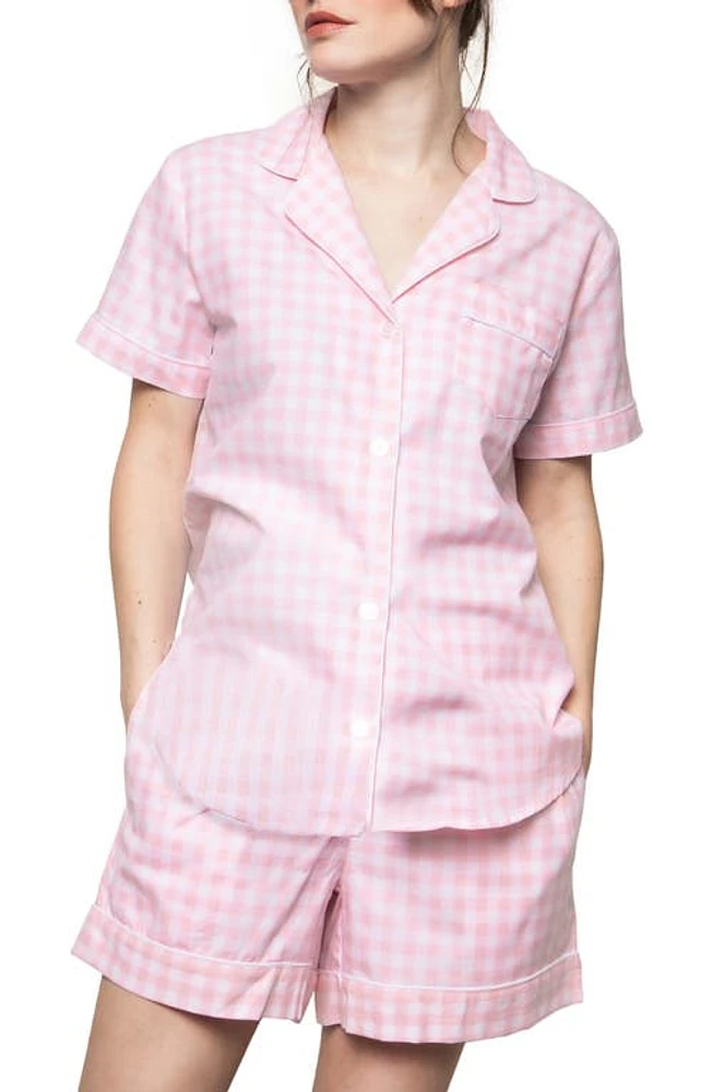 Petite Plume Gingham Short Pajamas Pink at Nordstrom,