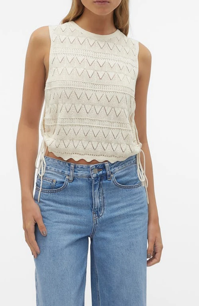 VERO MODA Bali Open Stitch Knit Cotton Tank Birch at Nordstrom,