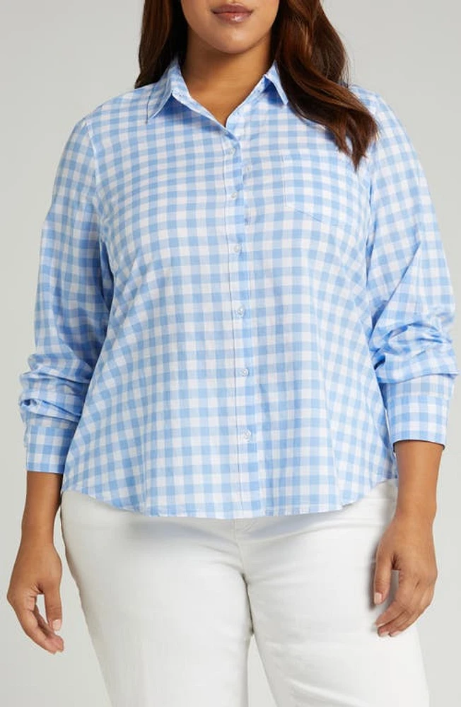 caslon(r) Gingham Cotton Voile Button-Up Shirt Blue Cornflower Ray at Nordstrom