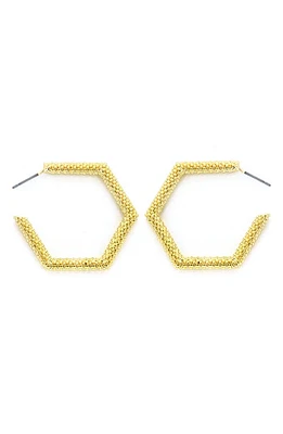 Panacea Textured Hexagon Hoop Earrings in Gold at Nordstrom