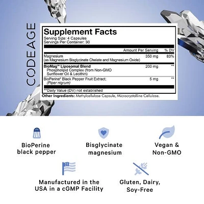 Codeage Liposomal Magnesium Bisglycinate Chelate Mineral Supplement, BioMag Phospholipids