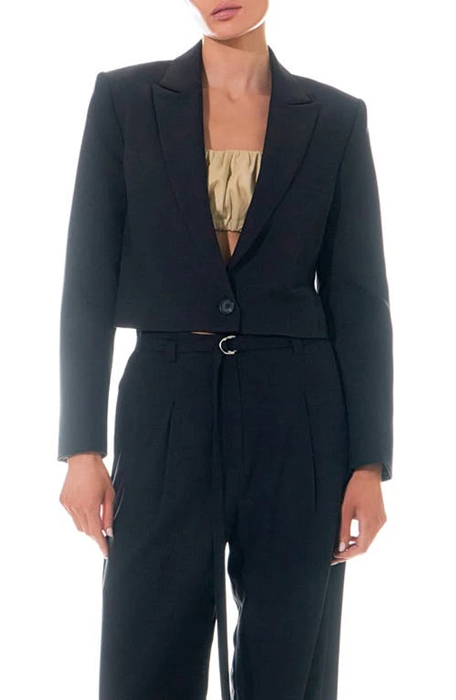 Grey Lab One-Button Crop Blazer in Black at Nordstrom, Size Large