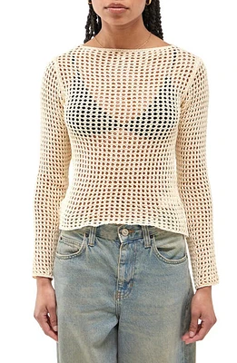 BDG Urban Outfitters Lattice Open Stitch Cotton Sweater in Cream at Nordstrom, Size Small