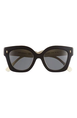 Tory Burch 49mm Irregular Cat Eye Sunglasses in Black/Ivory at Nordstrom