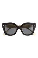 Tory Burch 49mm Irregular Cat Eye Sunglasses in Black/Ivory at Nordstrom