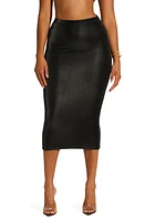 Naked Wardrobe Liquid Faux Suede Strapless Midi Pencil Skirt in Black at Nordstrom, Size X-Small