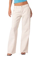 EDIKTED Dahlia Low Rise Fray Hem Straight Leg Jeans White at Nordstrom,