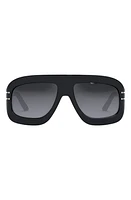 'DiorSignature M1U 58mm Rectangular Sunglasses in Shiny Black /Gradient Smoke at Nordstrom