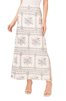 CeCe Floral A-Line Linen Blend Maxi Skirt Egret Ivory at Nordstrom,