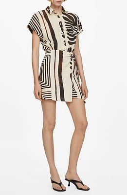 MANGO Karina Mixed Print Minidress Brown at Nordstrom,