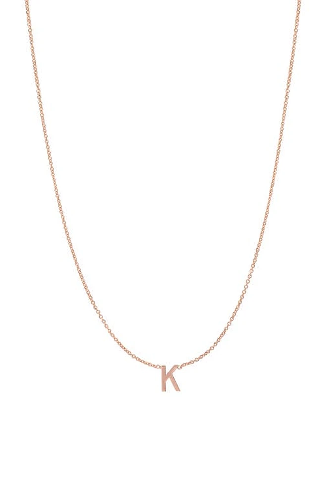 BYCHARI Initial Pendant Necklace in 14K Rose Gold-K at Nordstrom