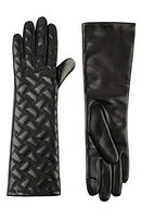 Kurt Geiger London Long Quilted Leather Gloves in Black /Antique Brass at Nordstrom, Size Large