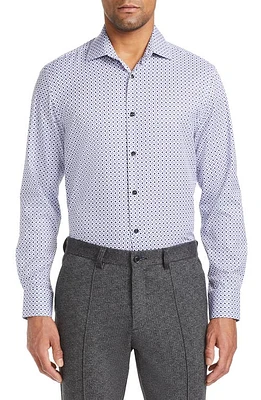 Brooklyn Brigade Slim Fit Geo Print Four Way Stretch Cool Temp Dress Shirt Lilac at Nordstrom,